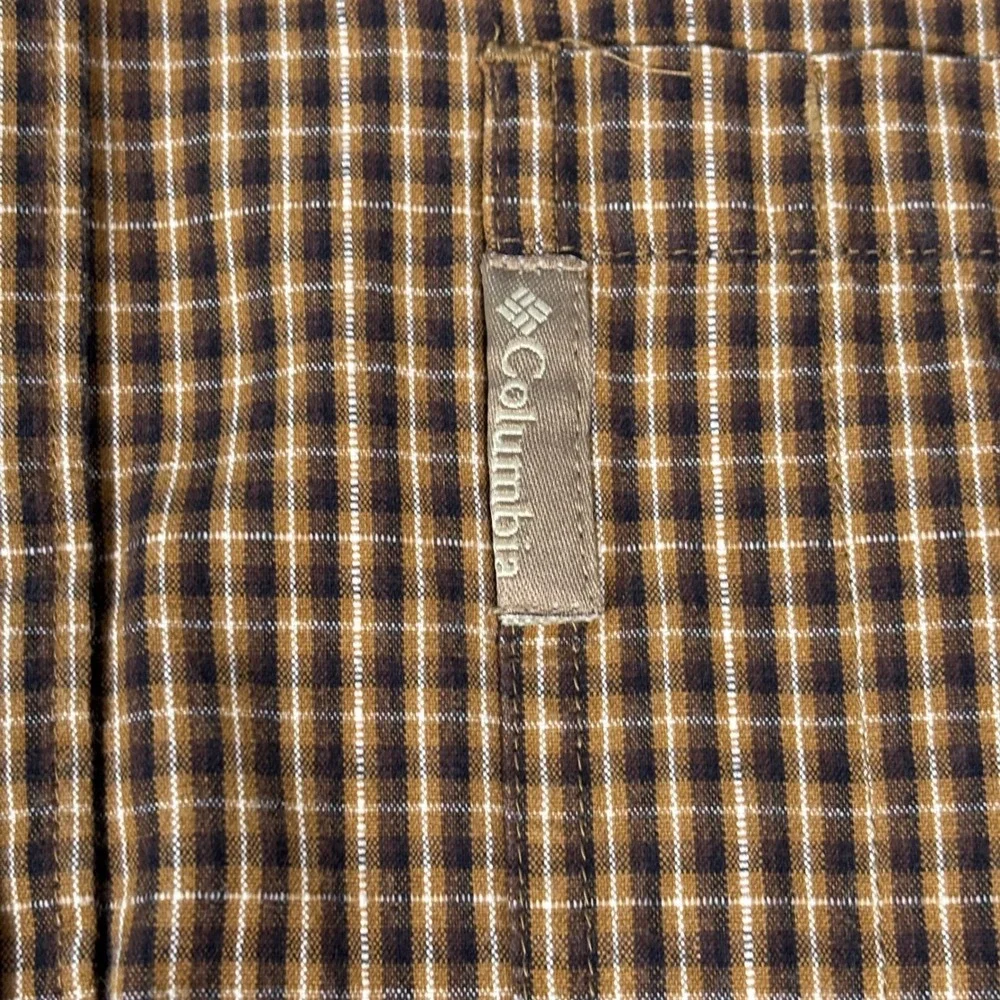 Columbia Mens Brown Plaid Button Up Long Sleeve Outdoor Shirt Large